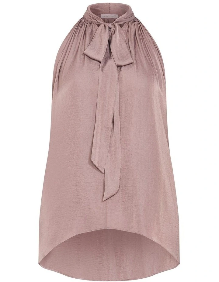 Delaney Neck Tie Top in Brown image 3