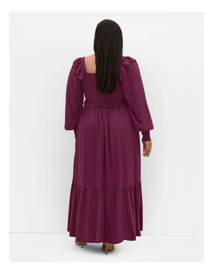 Saddie Shirred Maxi Dress in Bordeaux image 2