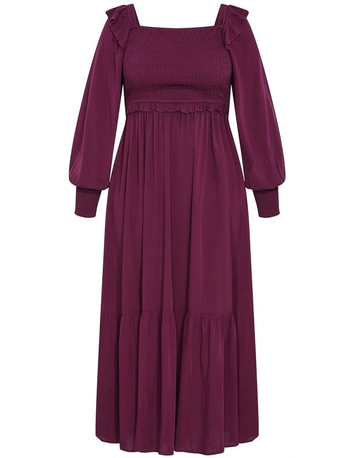 Saddie Shirred Maxi Dress in Bordeaux image 3