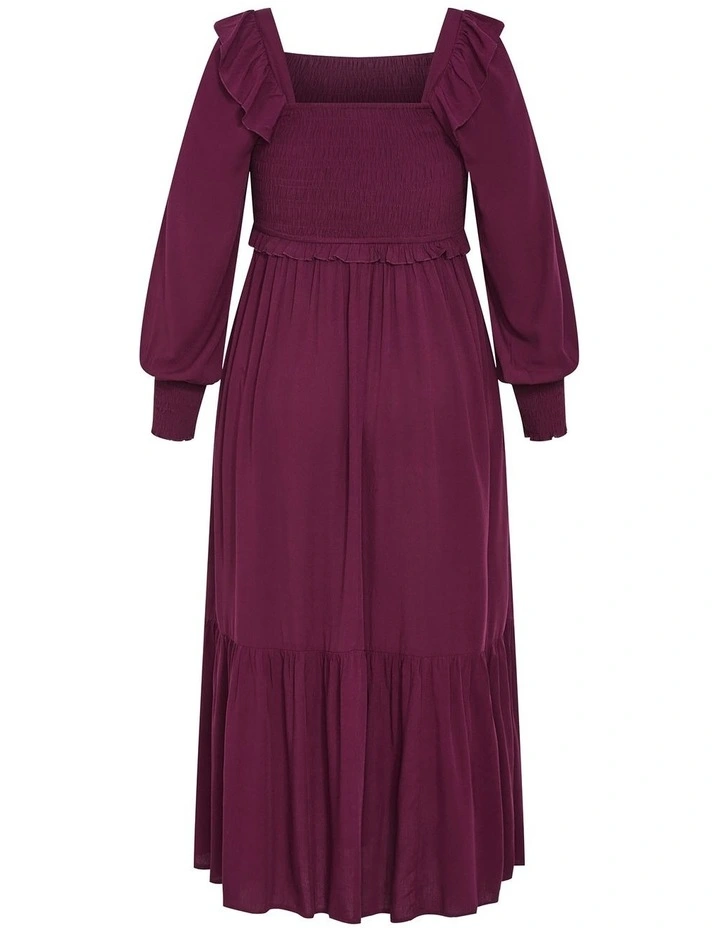 Saddie Shirred Maxi Dress in Bordeaux image 4