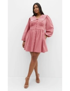 Bethanie Corduroy Mini Dress in Dusty Pink