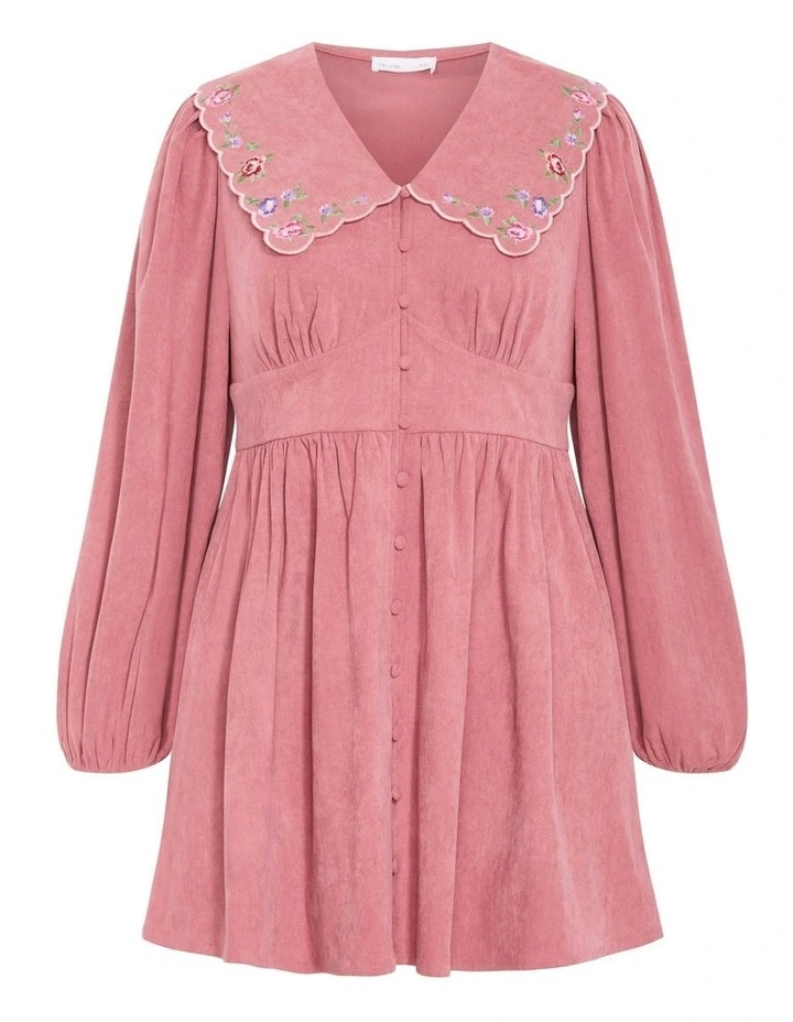 Bethanie Corduroy Mini Dress in Dusty Pink image 4