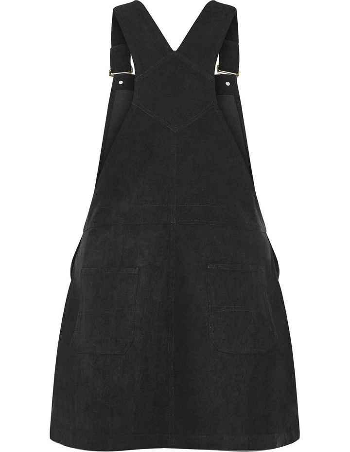 Corduroy Pinafore Short Dress in Black image 4