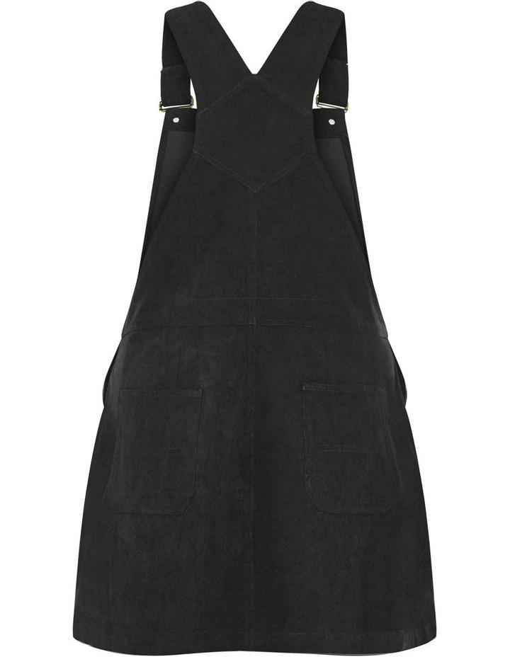 Corduroy Pinafore Short Dress in Black image 5