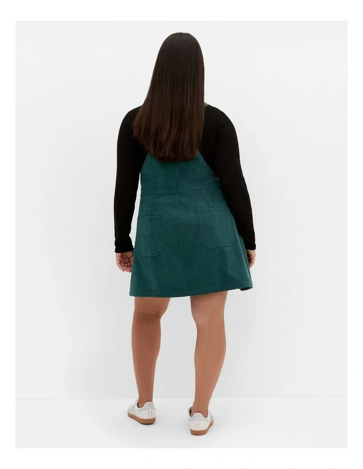 Corduroy Pinafore Short Dress in Emerald image 2