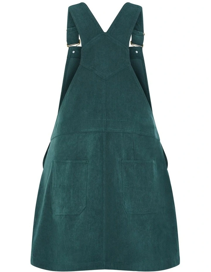 Corduroy Pinafore Short Dress in Emerald image 4