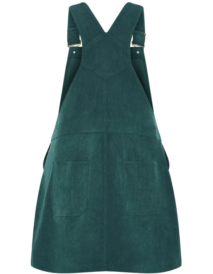Corduroy Pinafore Short Dress in Emerald image 6