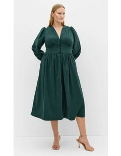 Daize Corduroy Midi Dress in Emerald