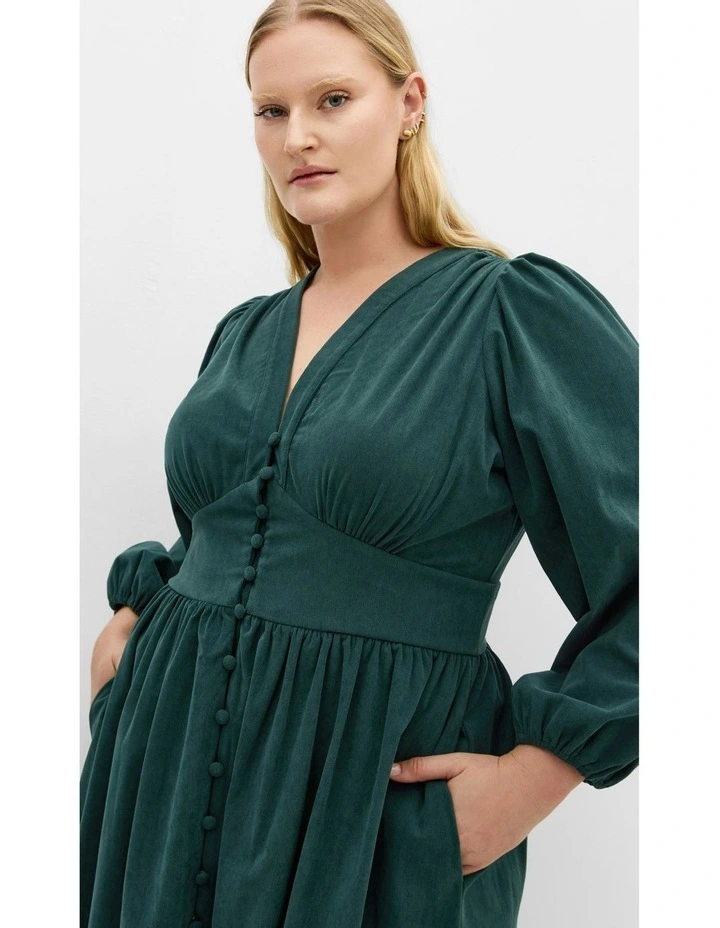 Daize Corduroy Midi Dress in Emerald image 3