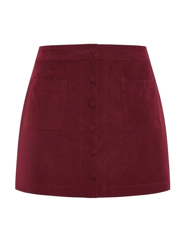 Alana Corduroy Mini Skirt in Red image 3