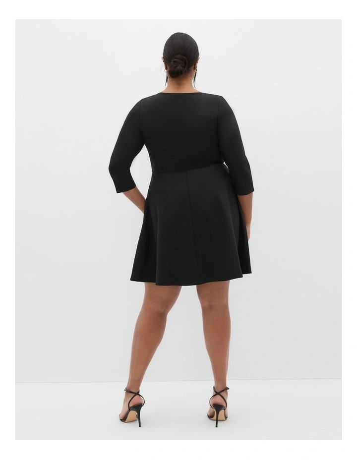 Petra Long Sleeve Skater Mini Dress in Black image 2