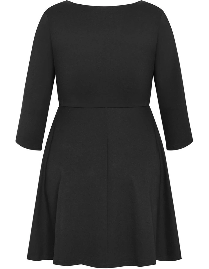 Petra Long Sleeve Skater Mini Dress in Black image 5