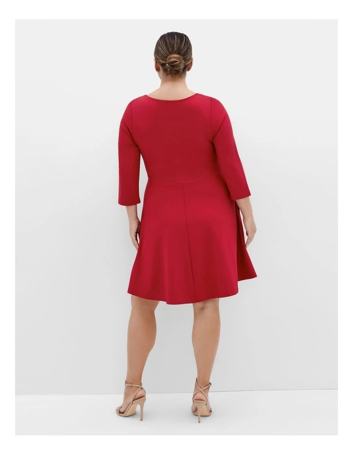 Petra Long Sleeve Skater Mini Dress in ruby image 2