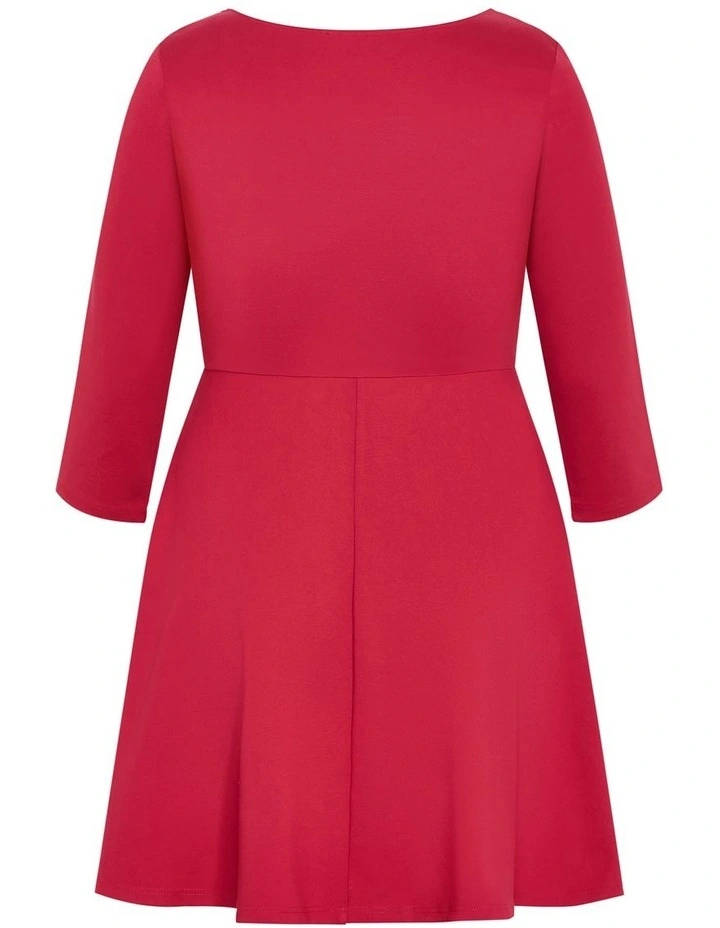 Petra Long Sleeve Skater Mini Dress in ruby image 4