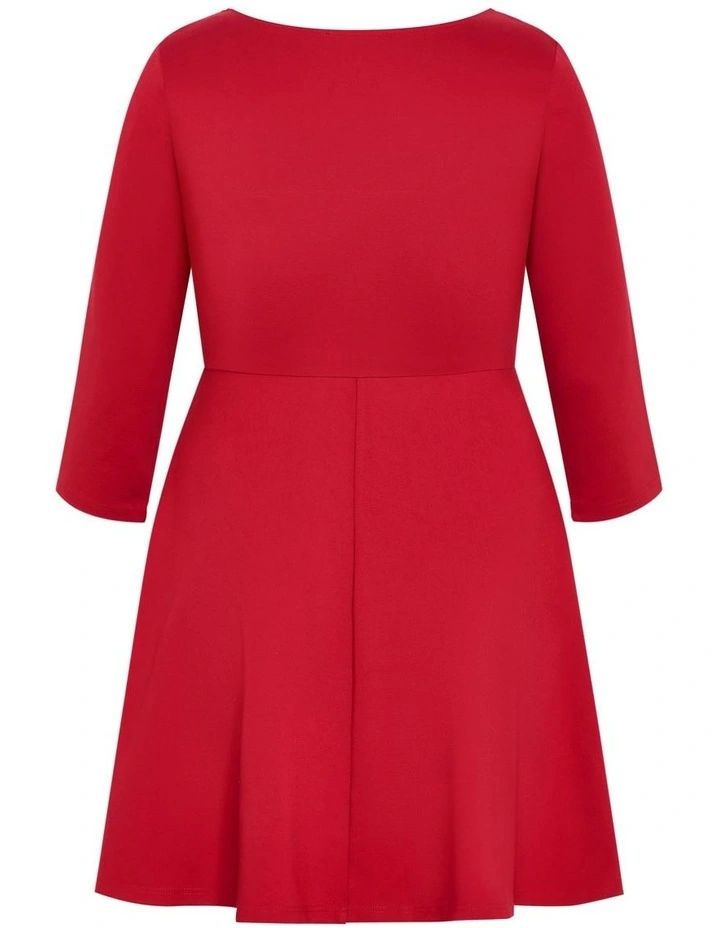 Petra Long Sleeve Skater Mini Dress in ruby image 5
