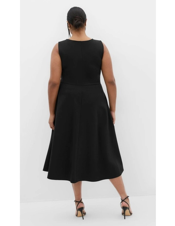 Plus Size Petra Sleeveless Skater Midi Dress in Black image 4
