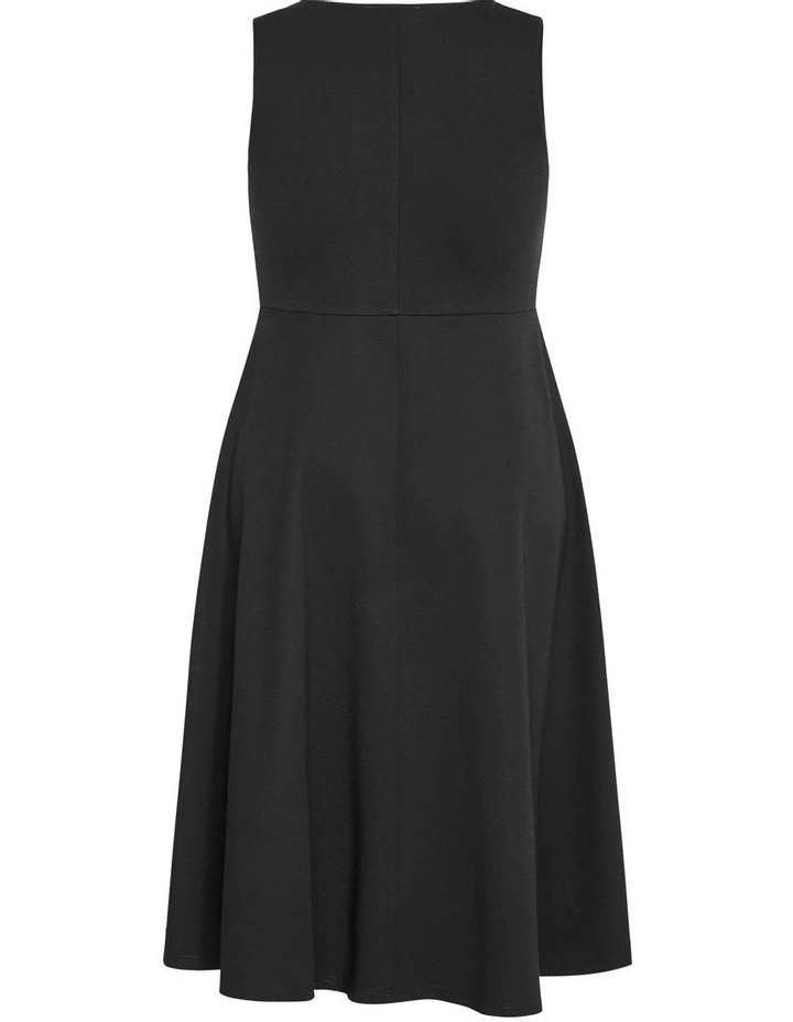 Plus Size Petra Sleeveless Skater Midi Dress in Black image 6