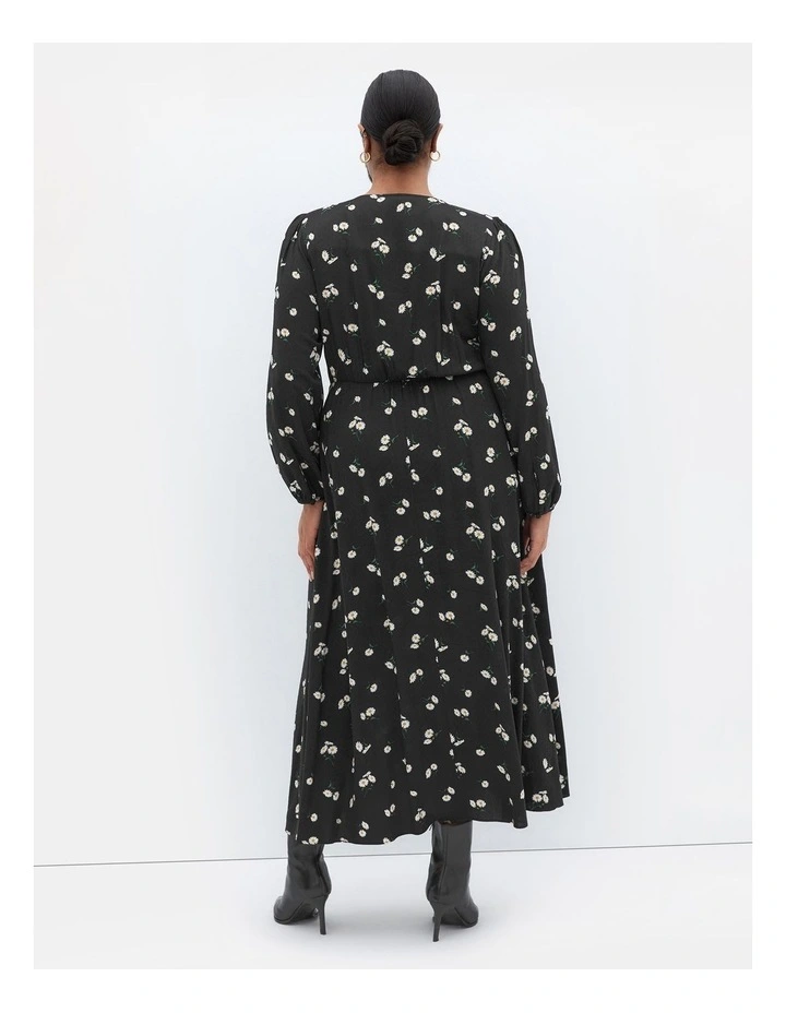 Daisy Print Maxi Dress in Black image 2