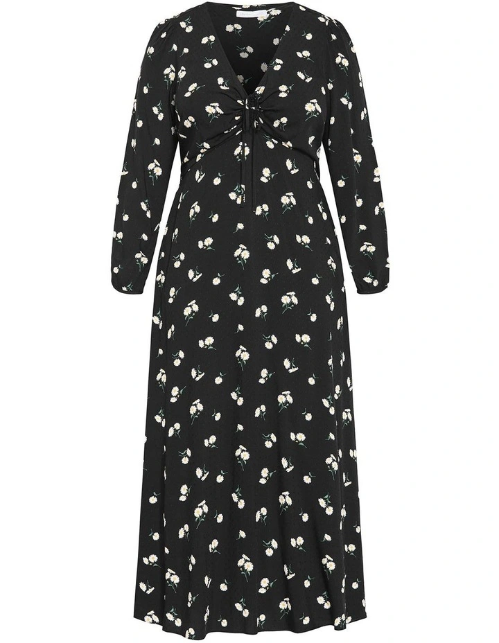 Daisy Print Maxi Dress in Black image 3