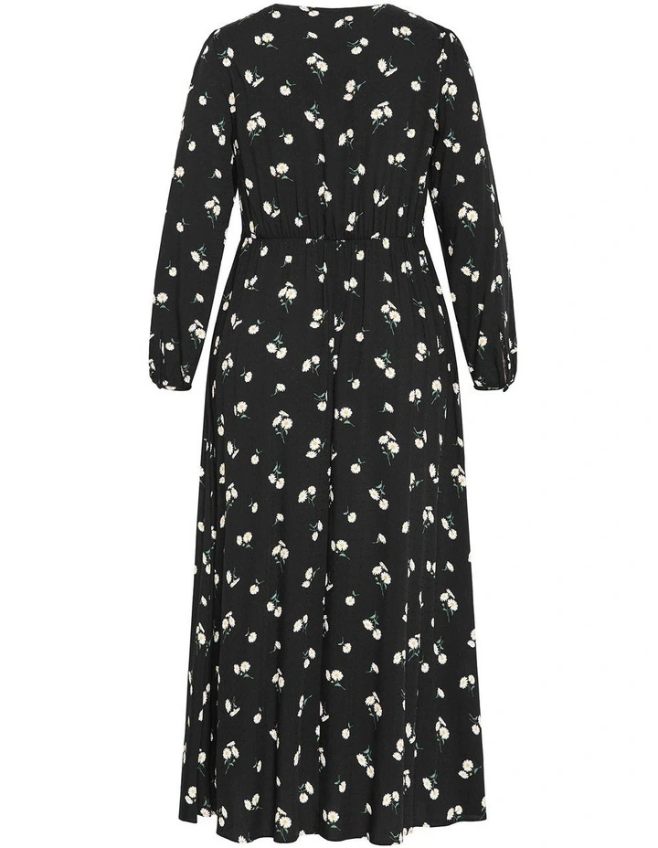 Daisy Print Maxi Dress in Black image 4