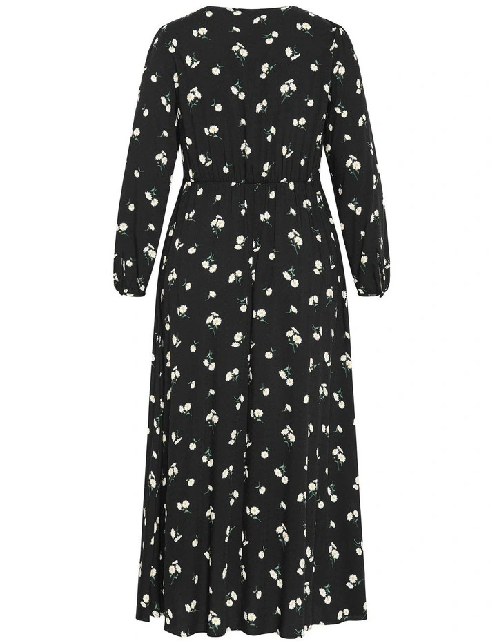 Daisy Print Maxi Dress in Black image 5