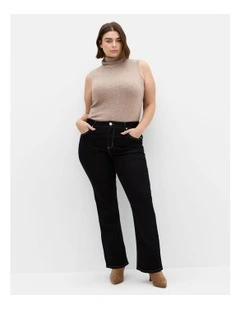 Bootleg Short Denim Jeans in Black Wash