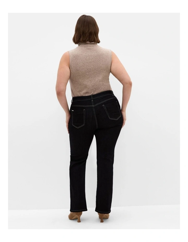 Bootleg Short Denim Jeans in Black Wash image 2