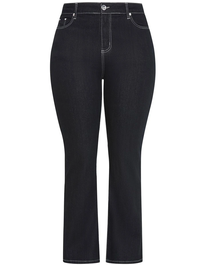 Bootleg Short Denim Jeans in Black Wash image 3