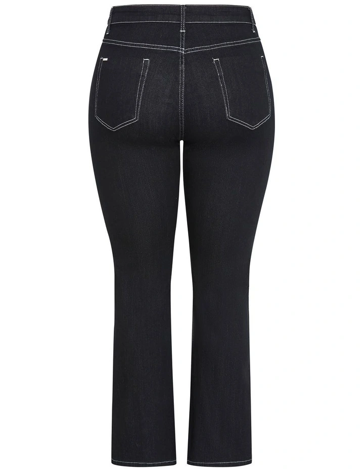 Bootleg Short Denim Jeans in Black Wash image 4