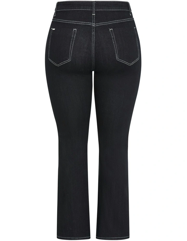 Bootleg Short Denim Jeans in Black Wash image 5