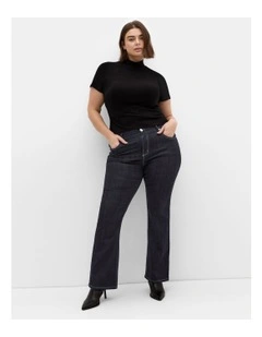Bootleg Short Denim Jeans in Blue Wash