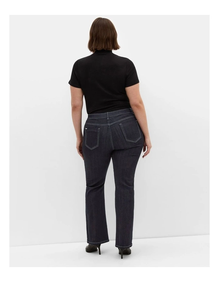 Bootleg Short Denim Jeans in Blue Wash image 2