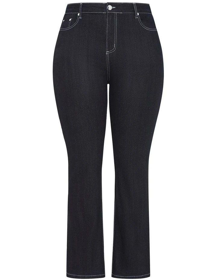 Bootleg Short Denim Jeans in Blue Wash image 3