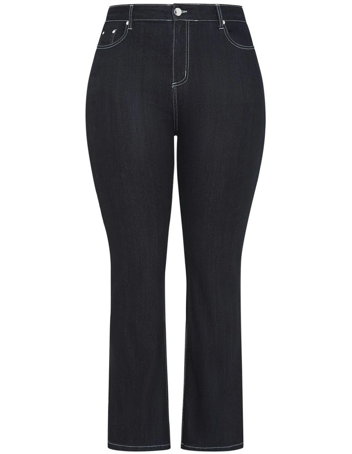 Bootleg Short Denim Jeans in Blue Wash image 5