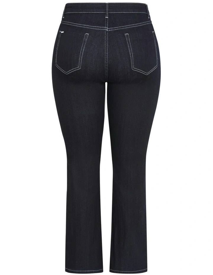 Bootleg Short Denim Jeans in Blue Wash image 6