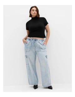 Harley Fit Remi Wide Leg Cargo Jean in Blue