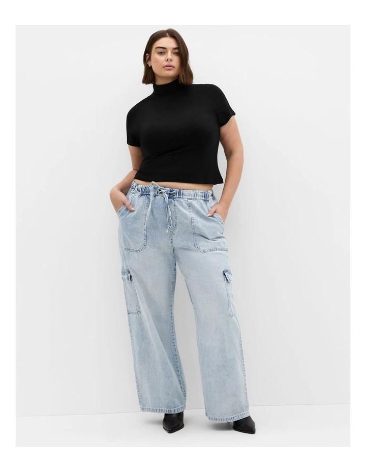 Harley Fit Remi Wide Leg Cargo Jean in Blue image 1
