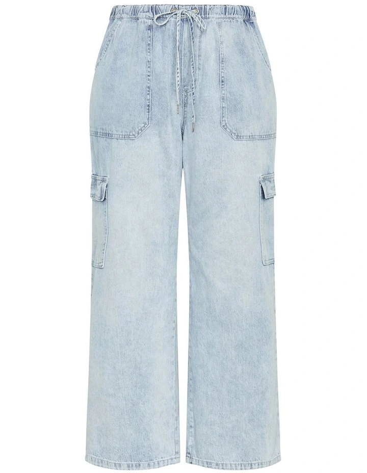 Harley Fit Remi Wide Leg Cargo Jean in Blue image 3