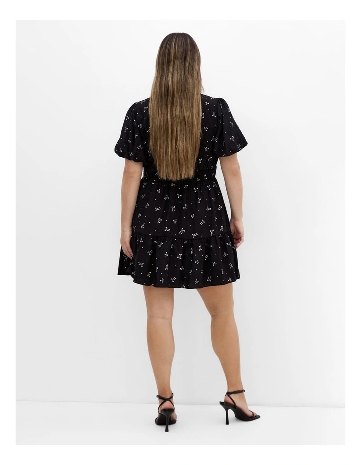 Daphne Print Mini Dress in Black image 2