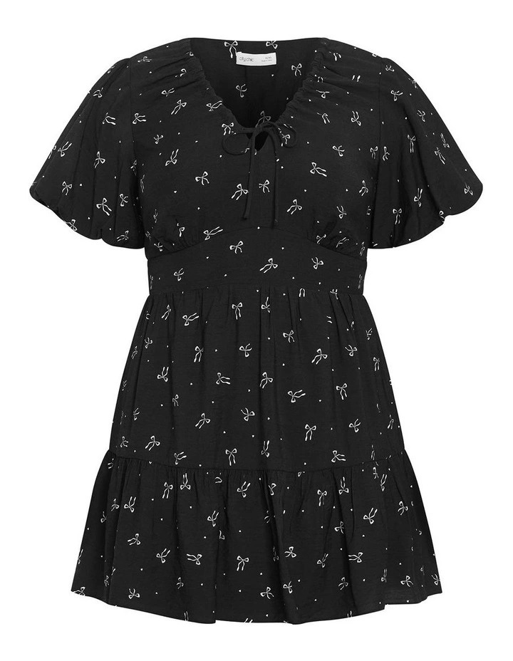 Daphne Print Mini Dress in Black image 3