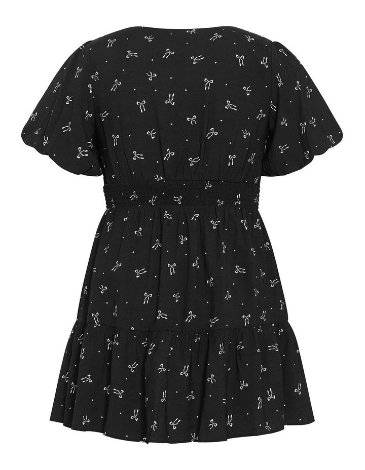 Daphne Print Mini Dress in Black image 4