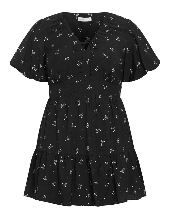 Daphne Print Mini Dress in Black image 5