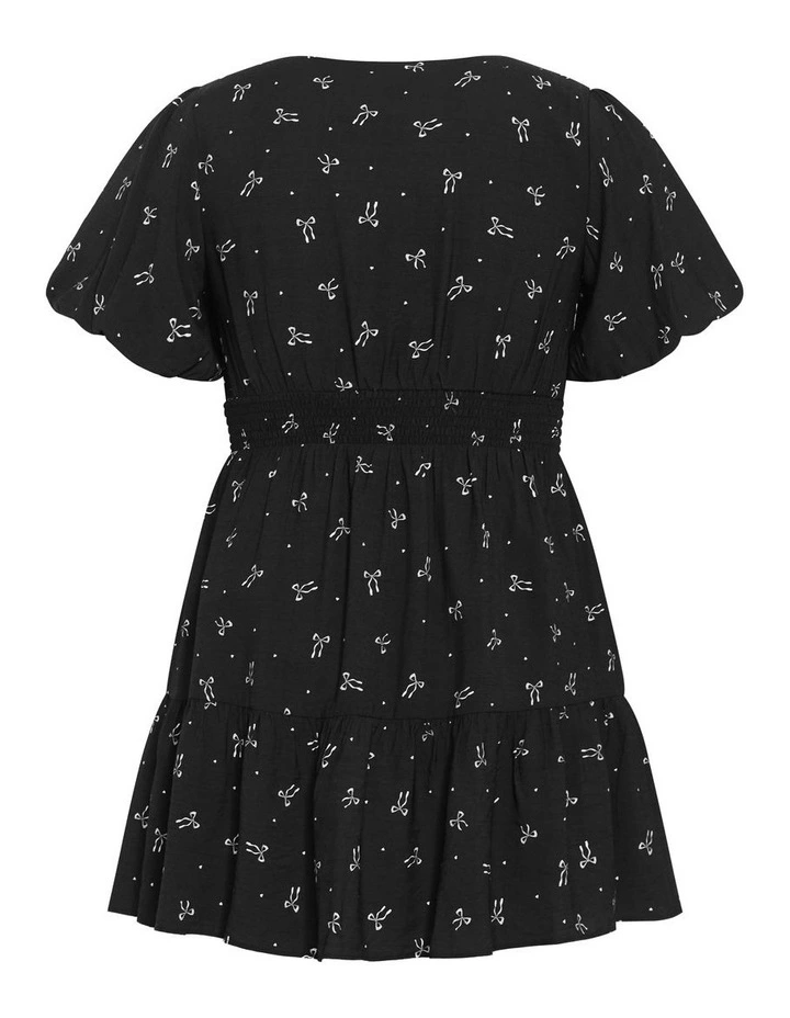 Daphne Print Mini Dress in Black image 6