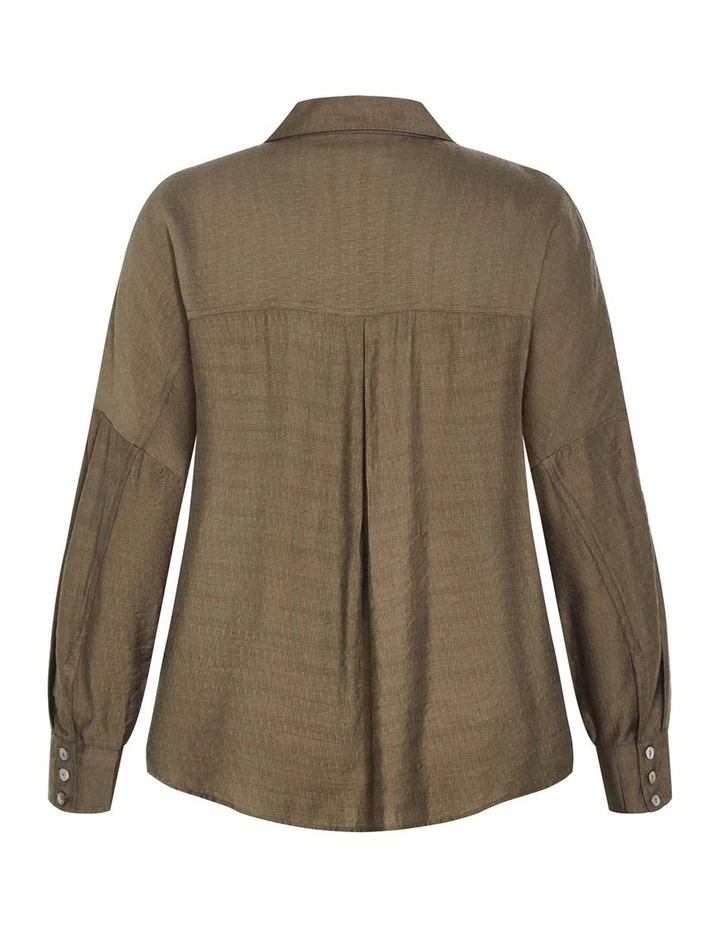 Crop Long Sleeve Shirt in Khaki image 4