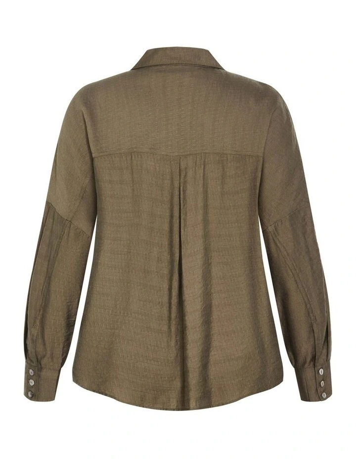 Crop Long Sleeve Shirt in Khaki image 5