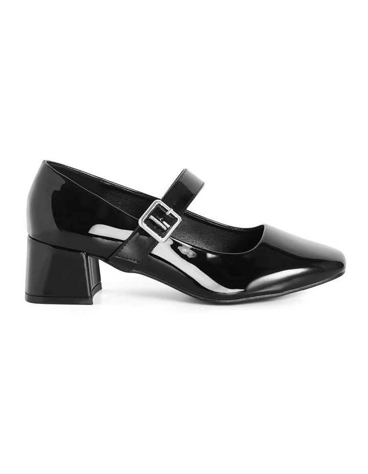 Wide Fit Mary Jane Block Heel in Black image 2