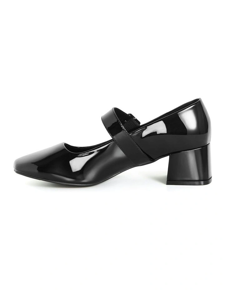 Wide Fit Mary Jane Block Heel in Black image 4