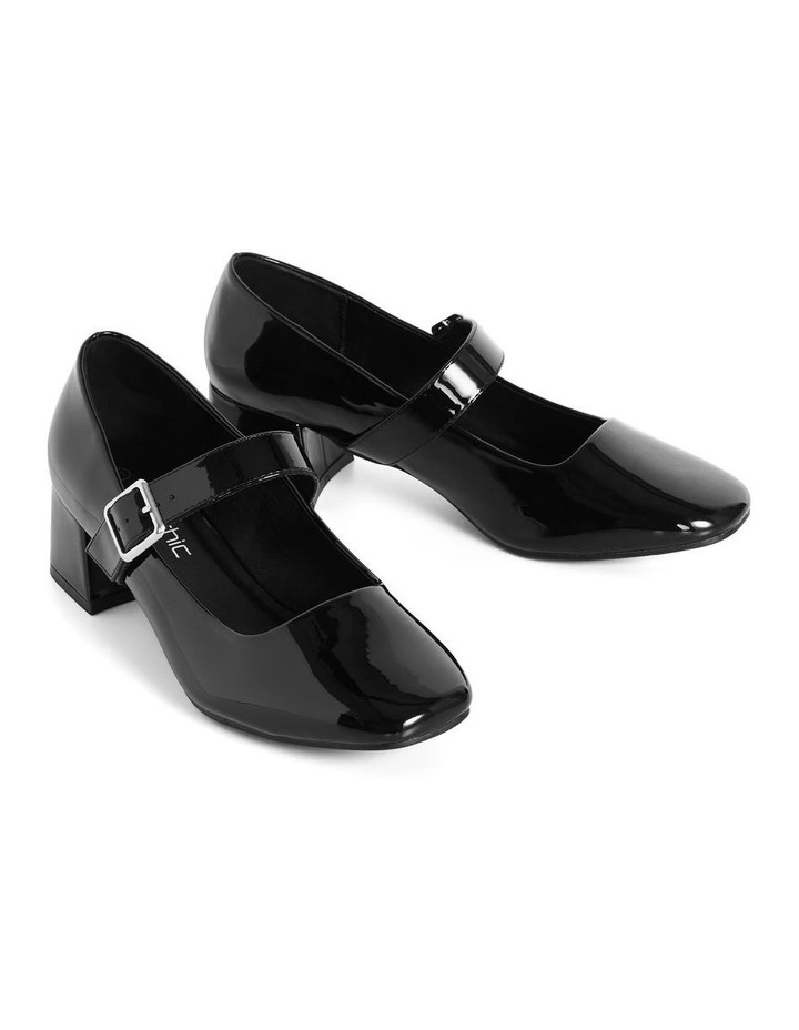 Wide Fit Mary Jane Block Heel in Black image 6