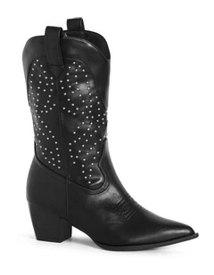 Wide Fit Western Edge Boot in Black