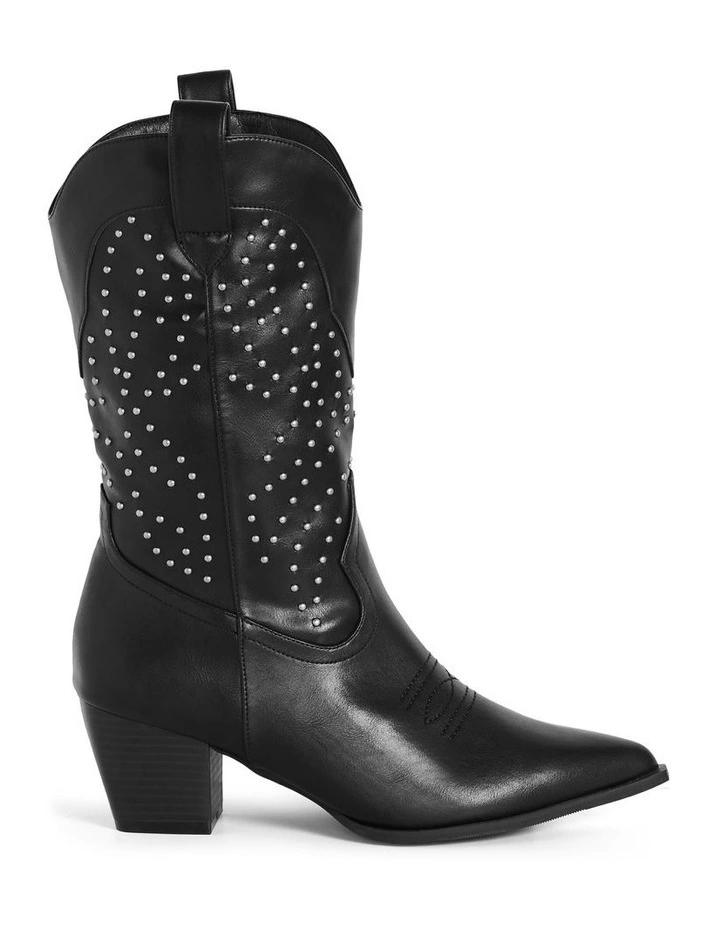 Wide Fit Western Edge Boot in Black image 2